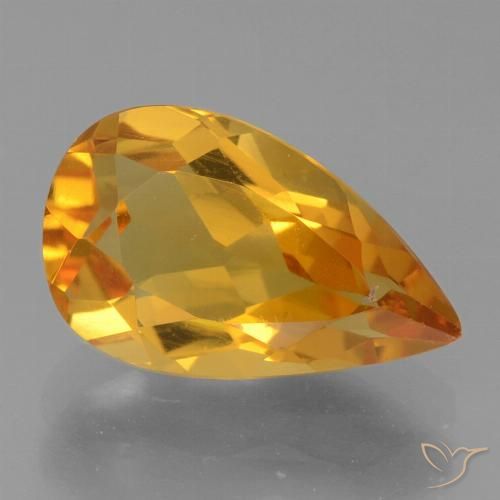 2.22ct 자연스러운 딥 오렌지-골드 황수정, 배 모양, VS