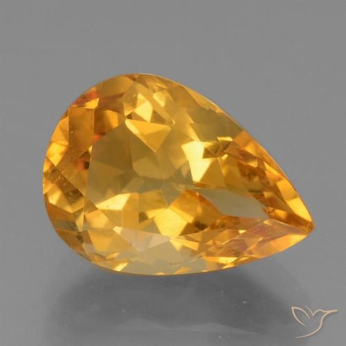 3.74ct 자연스러운 다크 오렌지 황수정, 배 모양, VVS-VS