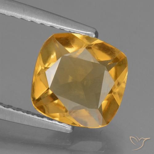 1.53ct 자연스러운 딥 골든 오렌지 황수정, 방석, VS