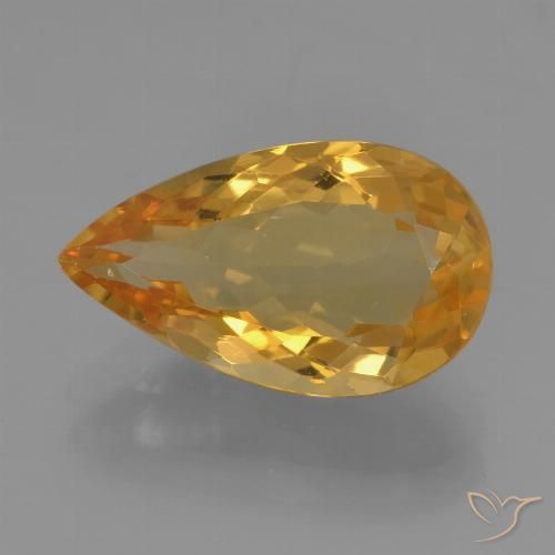 3.51ct 자연스러운 미디엄 다크 골든 황수정, 배 모양, VVS-VS