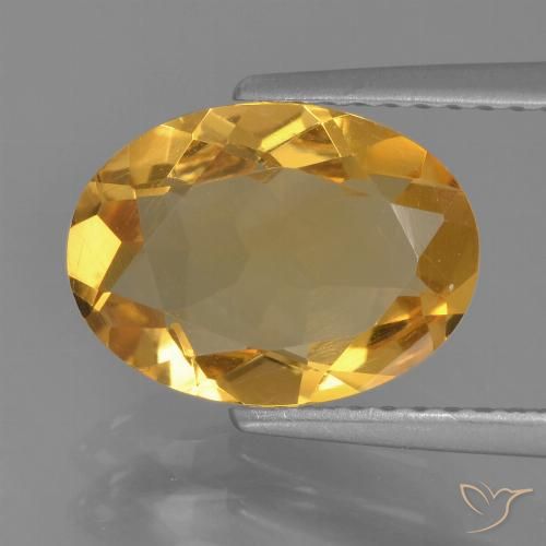 2.12ct 자연스러운 미디엄 다크 골든 황수정, 타원형, VVS-VS