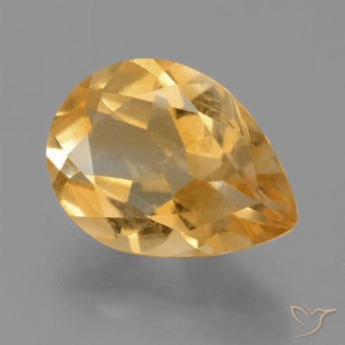 2.99ct 자연스러운 미디엄 라이트 오렌지 골드 황수정, 배 모양, VS