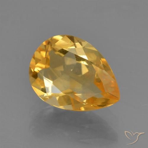 1.49ct 자연스러운 딥 골든 오렌지 황수정, 배 모양, VS