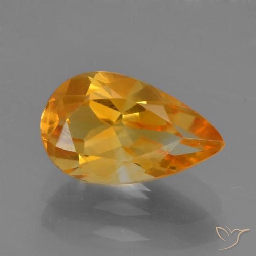 1.66ct 자연스러운 다크 오렌지 황수정, 배 모양, VVS-VS