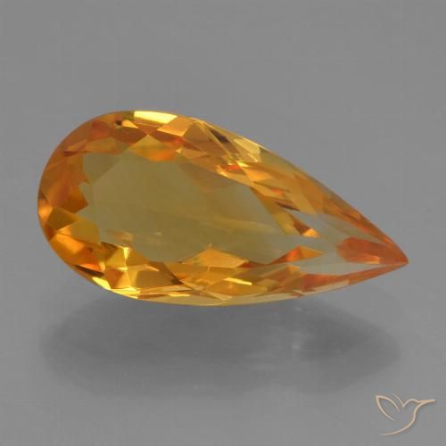 2.33ct 자연스러운 딥 오렌지-골드 황수정, 배 모양, VVS-VS