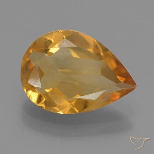1.90ct 자연스러운 딥 오렌지-골드 황수정, 배 모양, VVS-VS
