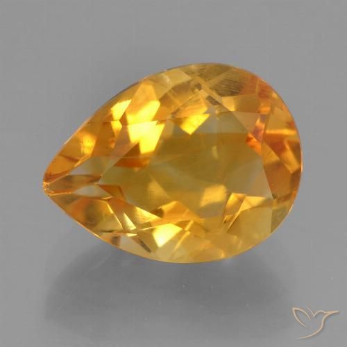 2.63ct 자연스러운 딥 오렌지-골드 황수정, 배 모양, VS