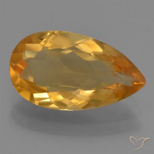2.36ct 자연스러운 딥 오렌지-골드 황수정, 배 모양, VVS-VS