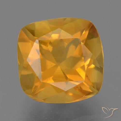 1.90ct 자연스러운 딥 오렌지-골드 황수정, 방석, VS