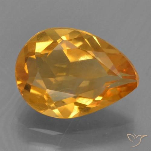 2.02ct 자연스러운 미디엄 오렌지 황수정, 배 모양, VS