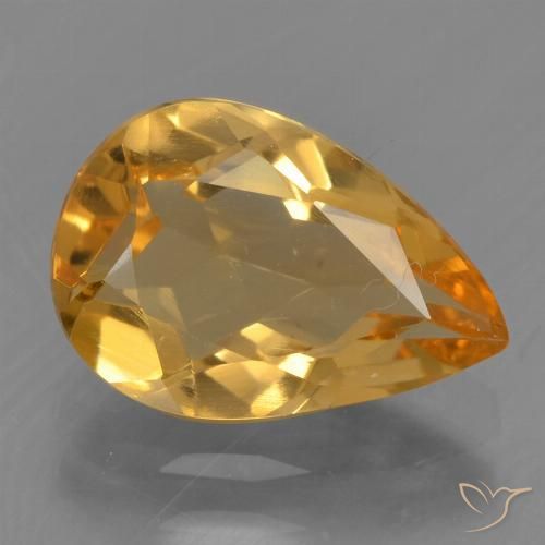 1.89ct 자연스러운 다크 오렌지-골드 황수정, 배 모양, VVS-VS
