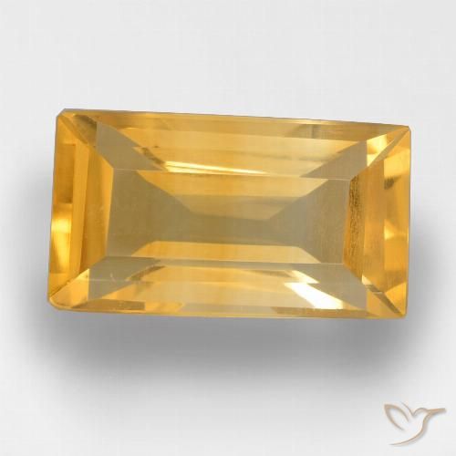 3.45ct 자연스러운 브라이트 골드 황수정, 바게트, VS