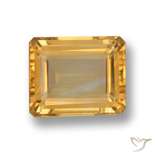 4.89ct 자연스러운 오렌지-골드 황수정, 에메랄드 컷, VVS-VS