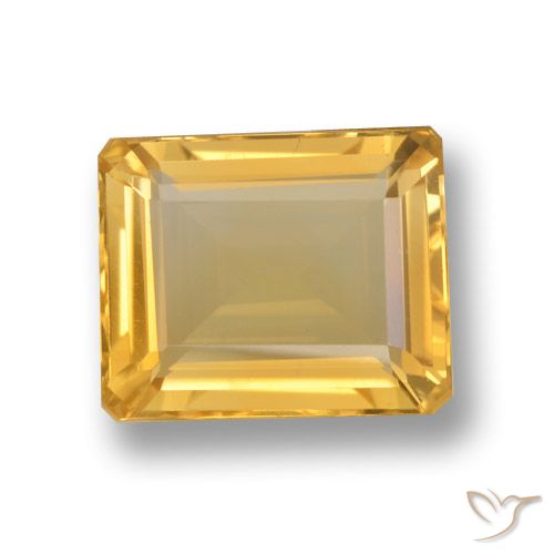 4.74ct 자연스러운 금 황수정, 에메랄드 컷, VVS