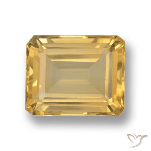 4.46ct 자연스러운 미디엄 골드 황수정, 에메랄드 컷, VVS-VS