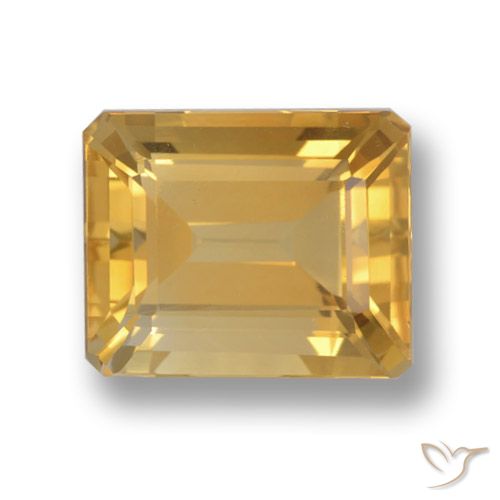 4.44ct 자연스러운 미디엄 골드 황수정, 에메랄드 컷, VVS-VS