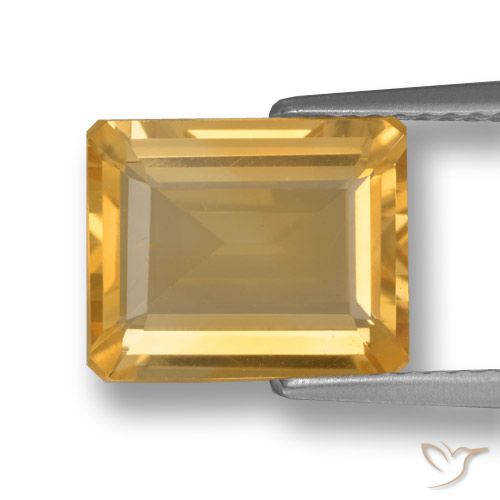 3.20ct 자연스러운 라이트 오렌지-골드 황수정, 에메랄드 컷, VVS-VS