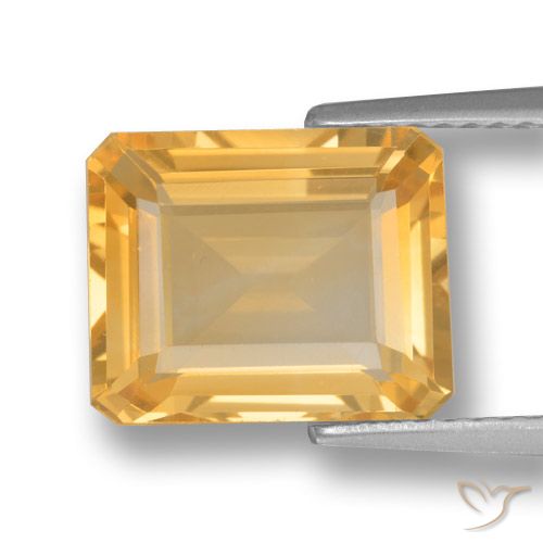 4.04ct 자연스러운 미디엄 골드 황수정, 에메랄드 컷, VVS