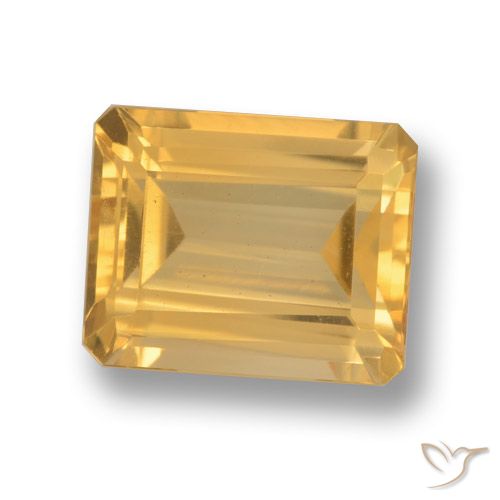 4.31ct 자연스러운 미디엄 골드 황수정, 에메랄드 컷, VVS-VS