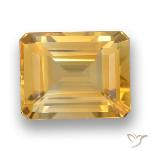 4.01ct 자연스러운 미디엄 라이트 오렌지 골드 황수정, 에메랄드 컷, VVS
