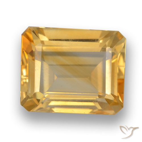 4.24ct 자연스러운 미디엄 라이트 오렌지 골드 황수정, 에메랄드 컷, VVS-VS