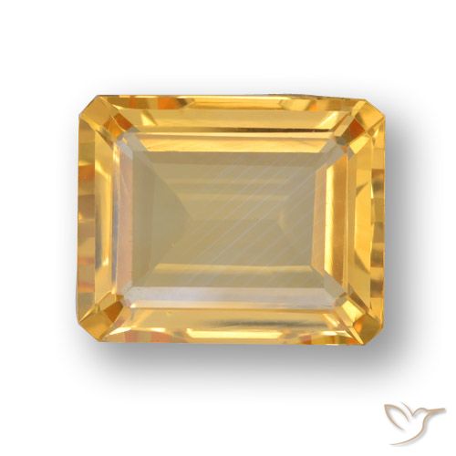 3.85ct 자연스러운 미디엄 라이트 오렌지 골드 황수정, 에메랄드 컷, VVS