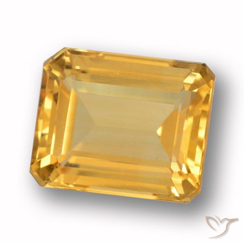 4.64ct 자연스러운 미디엄 라이트 오렌지 골드 황수정, 에메랄드 컷, VVS-VS