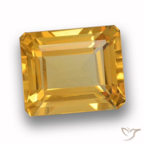 4.49ct 자연스러운 오렌지-골드 황수정, 에메랄드 컷, VVS-VS