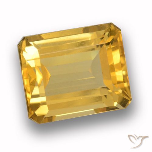 4.66ct 자연스러운 미디엄 골드 황수정, 에메랄드 컷, VVS-VS