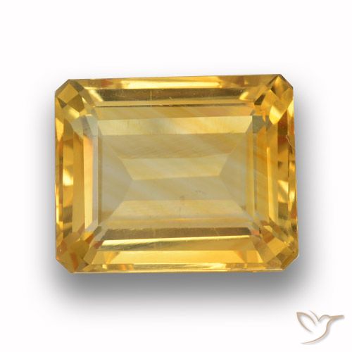 4.09ct 자연스러운 미디엄 골드 황수정, 에메랄드 컷, VVS