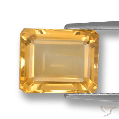4.45ct 자연스러운 미디엄 라이트 오렌지 골드 황수정, 에메랄드 컷, VVS-VS