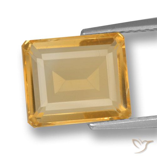 3.84ct 자연스러운 오렌지-골드 황수정, 에메랄드 컷, VVS-VS