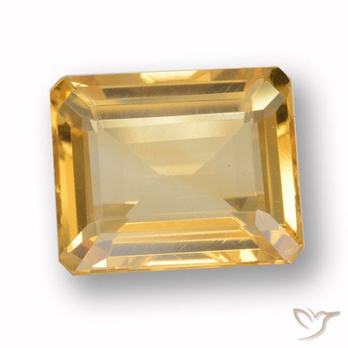 4.38ct 자연스러운 미디엄 골드 황수정, 에메랄드 컷, VVS