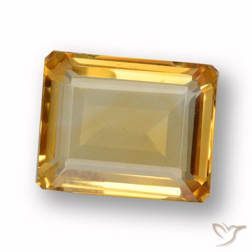 3.88ct 자연스러운 미디엄 라이트 오렌지 골드 황수정, 에메랄드 컷, VVS-VS
