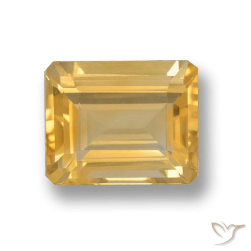 4.20ct 자연스러운 미디엄 골드 황수정, 에메랄드 컷, VVS