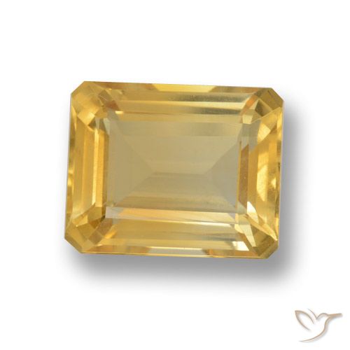 4.32ct 자연스러운 미디엄 골드 황수정, 에메랄드 컷, VVS