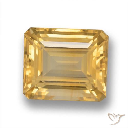 5.65ct 자연스러운 미디엄 골드 황수정, 에메랄드 컷, VVS-VS