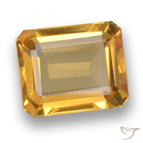 5.18ct 자연스러운 미디엄 라이트 오렌지 골드 황수정, 에메랄드 컷, VVS-VS