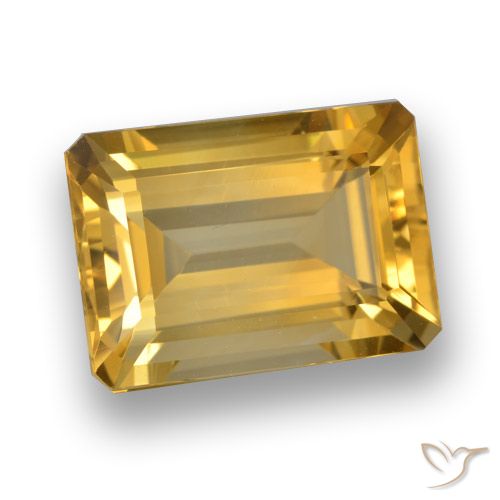 7.21ct 자연스러운 골든 오렌지 황수정, 에메랄드 컷, VVS-VS