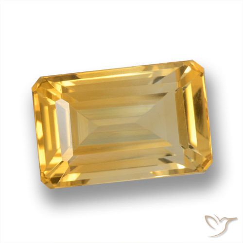 4.95ct 자연스러운 미디엄 다크 골든 황수정, 에메랄드 컷, VVS