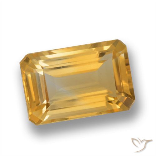 3.80ct 자연스러운 오렌지-골드 황수정, 에메랄드 컷, VVS