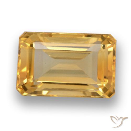 4.65ct 자연스러운 미디엄 라이트 오렌지 골드 황수정, 에메랄드 컷, VVS-VS