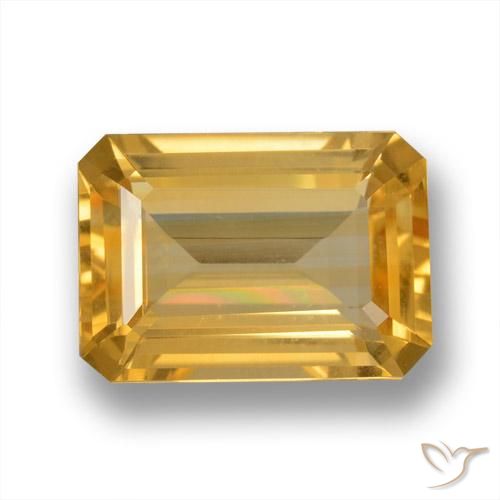 6.42ct 자연스러운 금 황수정, 에메랄드 컷, VVS