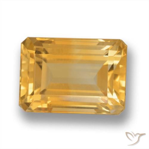 8.79ct 자연스러운 미디엄 라이트 오렌지 골드 황수정, 에메랄드 컷, VVS-VS