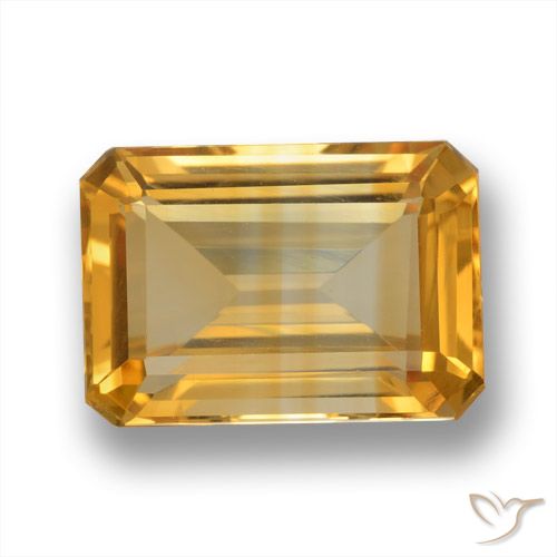 6.37ct 자연스러운 미디엄 라이트 오렌지 골드 황수정, 에메랄드 컷, VVS-VS