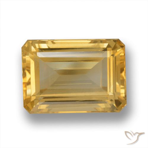 7.86ct 자연스러운 미디엄 골드 황수정, 에메랄드 컷, VVS-VS