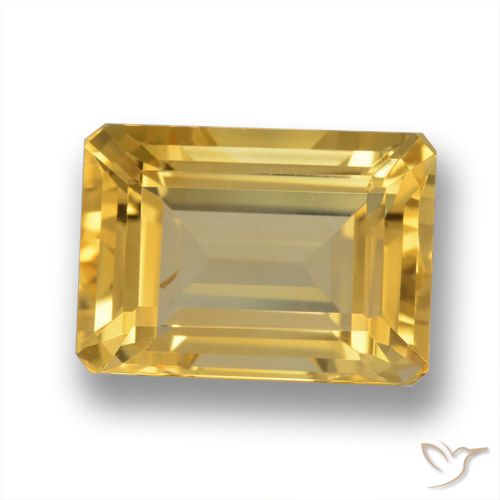 7.63ct 자연스러운 금 황수정, 에메랄드 컷, VVS-VS