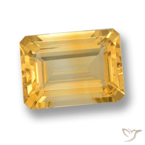 7.40ct 자연스러운 미디엄 골드 황수정, 에메랄드 컷, VVS-VS
