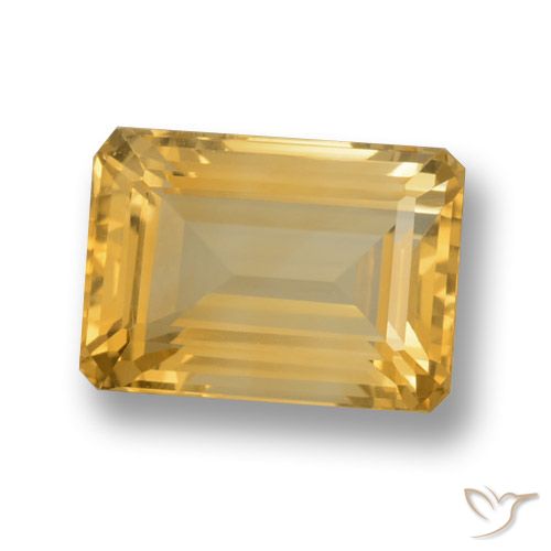 7.80ct 자연스러운 미디엄 골드 황수정, 에메랄드 컷, VVS-VS