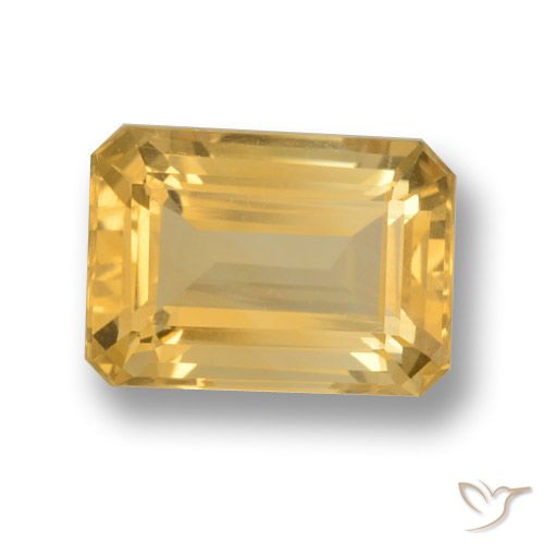 7.25ct 자연스러운 미디엄 골드 황수정, 에메랄드 컷, VVS-VS